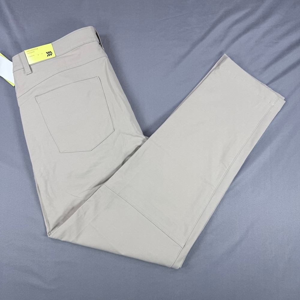 All in Motion Mens 34x30 Khaki Twill 360 Lifestyle Water Resistant Stretch Pants